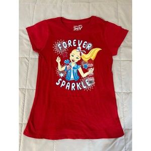 JOJO SIWA Girls Short Sleeve T-Shirt Forever Sparkle, Red, Size L